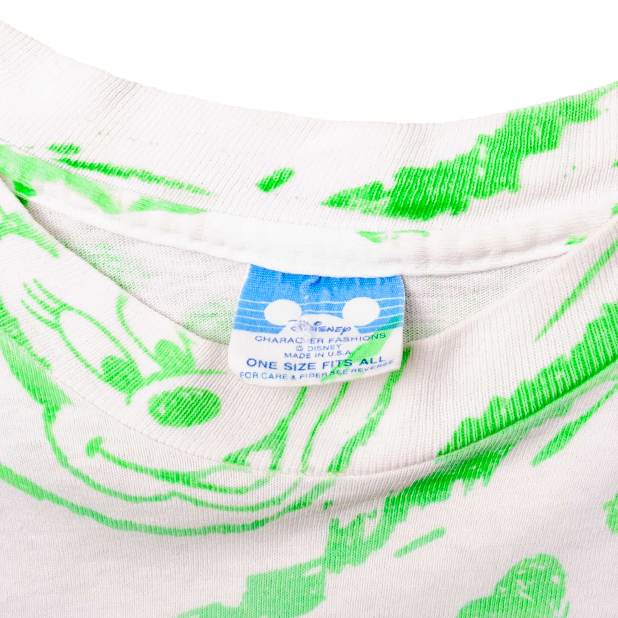 Vintage Rainbow All Over Print Mickey Minnie Mouse Tee Shirt 1990S Size Medium Made In USA With Single Stitch Sleeves