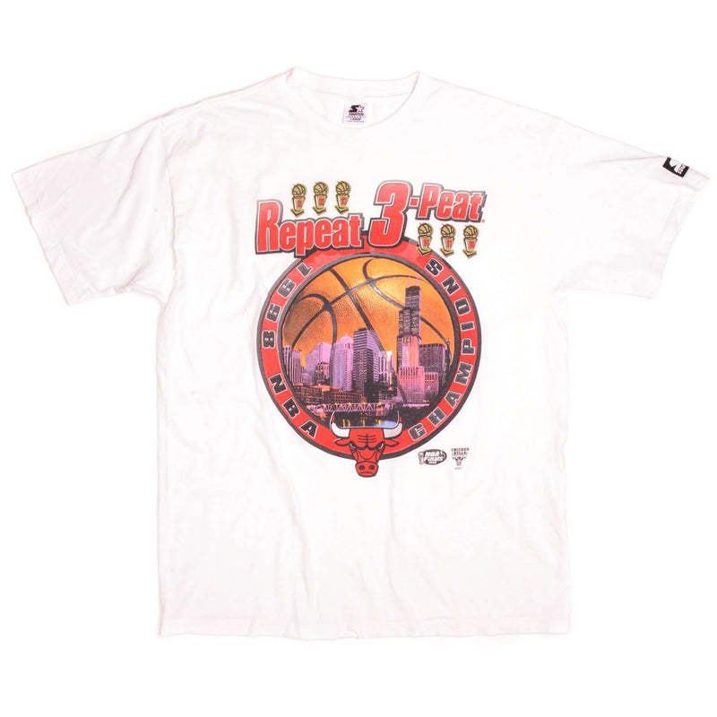 Vintage Starter NBA Chicago Bulls Champions Tee Shirt 1998 Size Large.