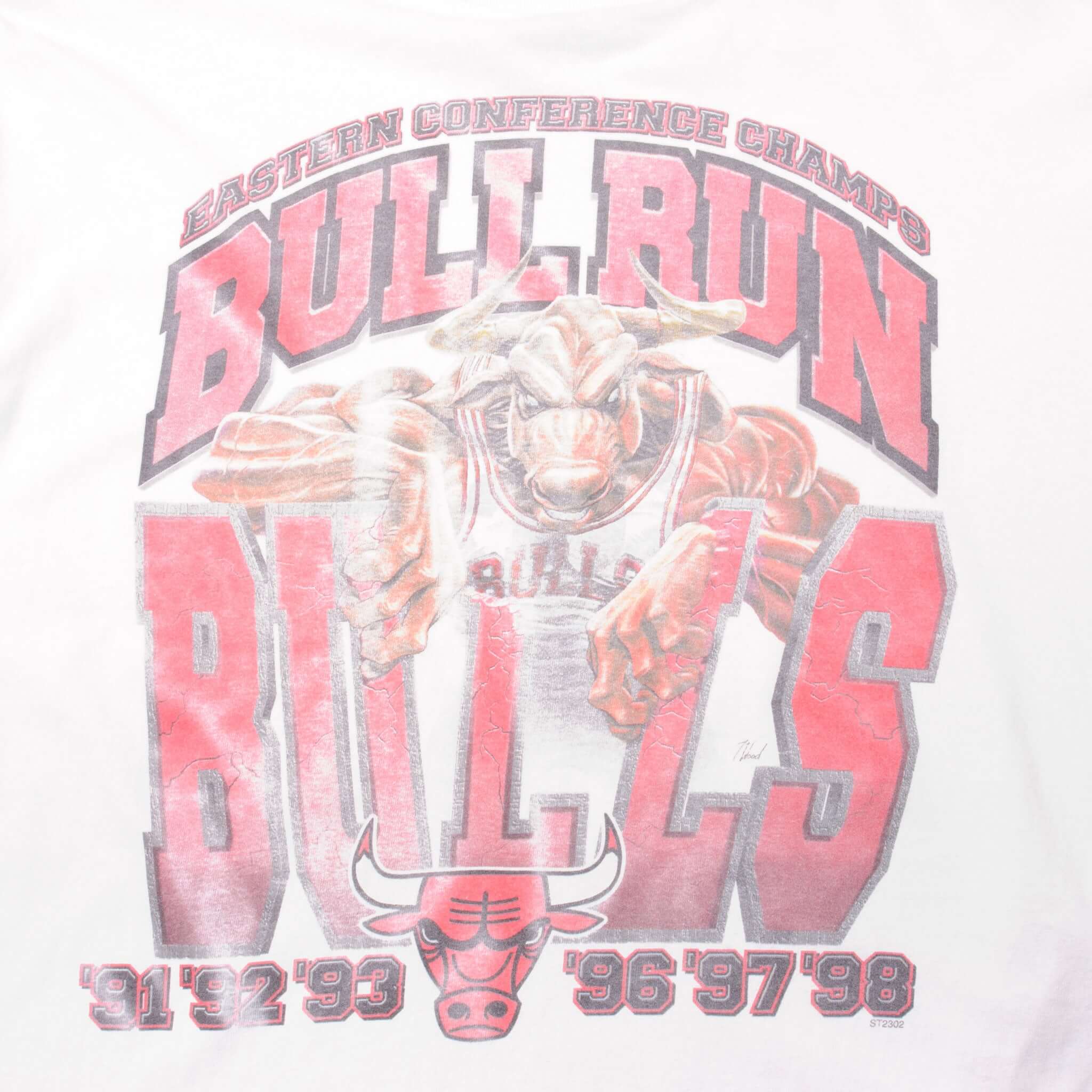 Vintage White NBA Chicago Bulls 1998 Eastern Conference Champs Tee Shirt Size XLarge. Made In USA