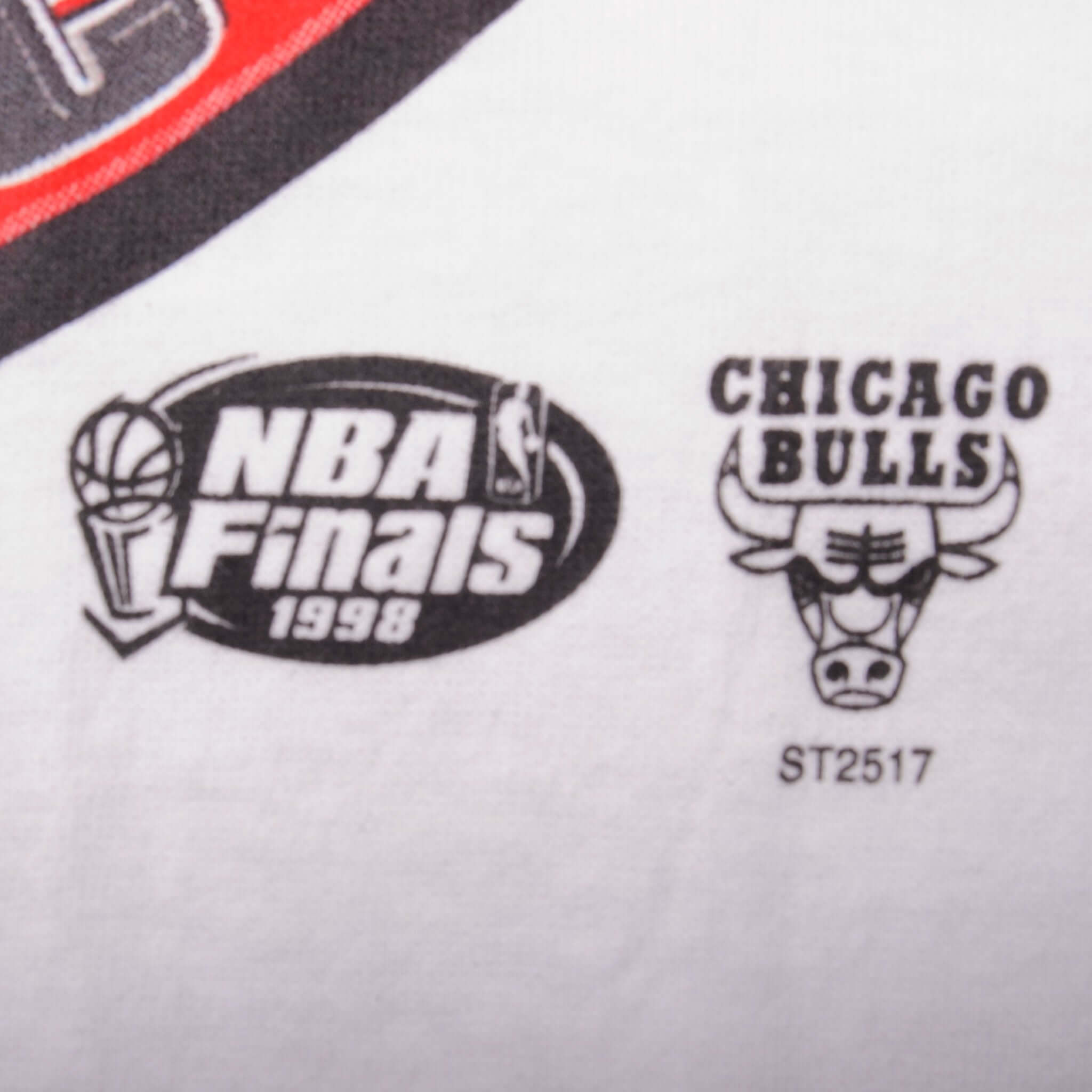 Vintage Dead Stock White NBA Chicago Bulls 1998 Champion Repeat 3-Peat Tee Shirt Size 2XLarge. Made In USA