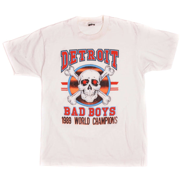 Vintage NBA Detroit Pistons aka Detroit Bad Boys World Champions Tee Shirt 1989 Size Medium Made In USA with single stitch sleeves.