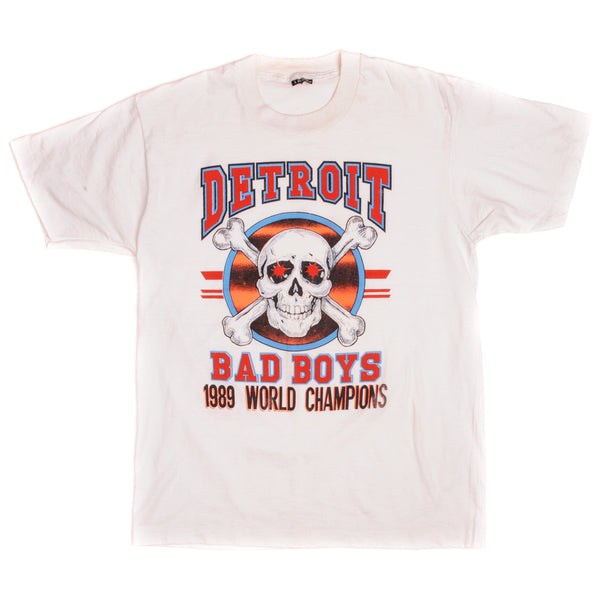 Vintage NBA Detroit Pistons aka Detroit Bad Boys World Champions Tee Shirt 1989 Size Medium Made In USA with single stitch sleeves.