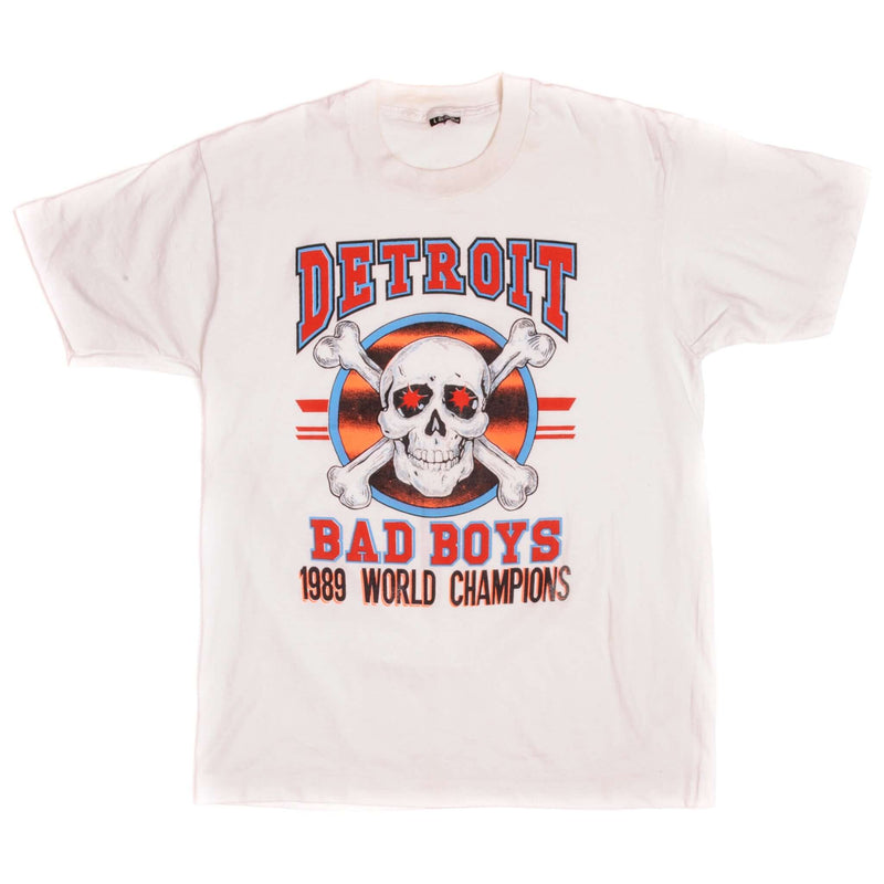 Vintage NBA Detroit Pistons aka Detroit Bad Boys World Champions Tee Shirt 1989 Size Medium Made In USA with single stitch sleeves.