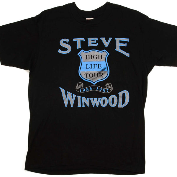 CAMISETA VINTAGE DE LA GIRA HIGH LIFE DE STEVE WINWOOD, TALLA GRANDE, 1986, FABRICADA EN EE. UU.