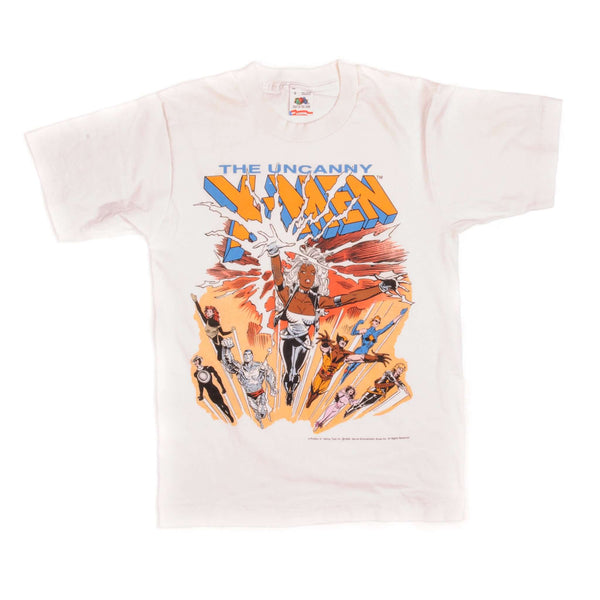 Vintage Marvel X Men The Uncanny Featuring Wolverine, Storm, Jean Grey, Havok... Fruit Of The Loom Tee Shirt 1988 Size S Made In USA With Single Stitch Sleeves.