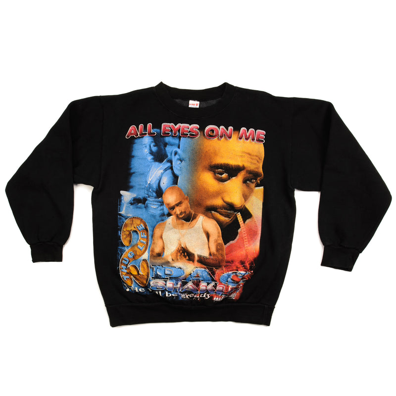 Vintage Bootleg 2PAC Tupac Shakur All eyes on me Sweatshirt 90'S Size L.  All Eyes on Me  Thug Life 2PAC Shakur   He will be greatly missed !  Me against the World  Please STOP the violence