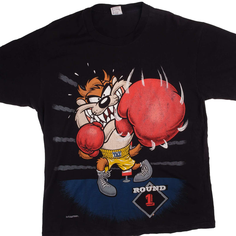 Vintage Warner Bros Looney Tunes Taz Tee Shirt 1993 Size 2XLarge With Single Stitch Sleeves.