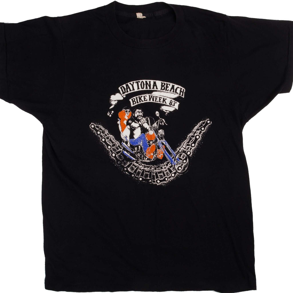 Vintage Bike Week Daytona Beach 83' Tee Shirt With Single Stitch Sleeve. Size Medium Made In USA.
