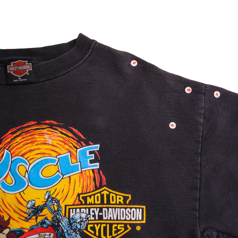 Vintage Harley Davidson Taz Looney Tunes Warer Bros. Fun Wear Sweatshirt Size Large Made In USA. 1993