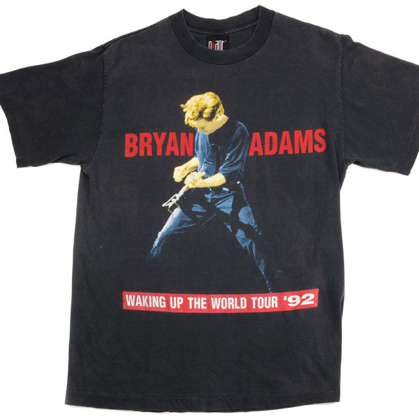 CAMISETA VINTAGE DE BRYAN ADAMS GIRA WAKING UP THE WORLD 1992 TALLA MEDIANA FABRICADA EN EE. UU.