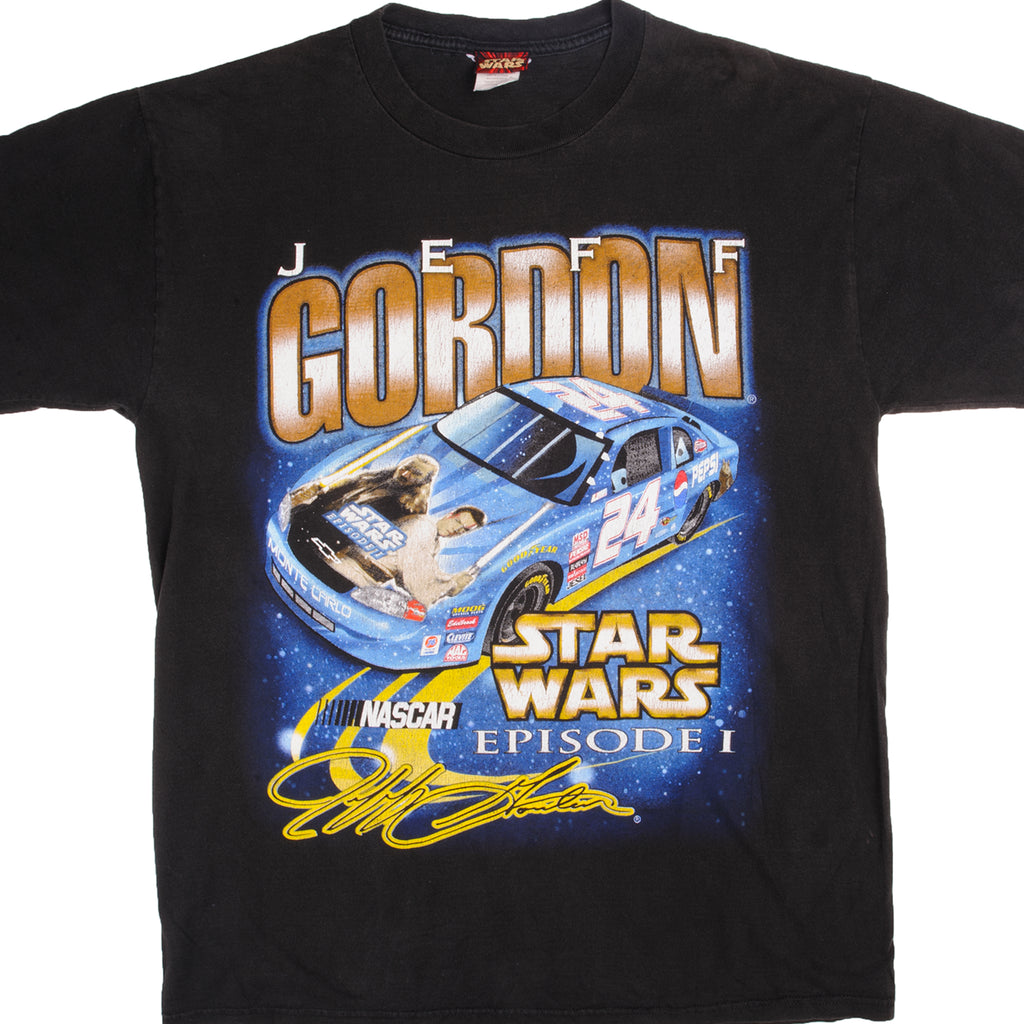 Vintage Nascar Jeff Gordon 24 Star Wars Episode 1 Phantom Menace Tee Shirt 1999 Size L.