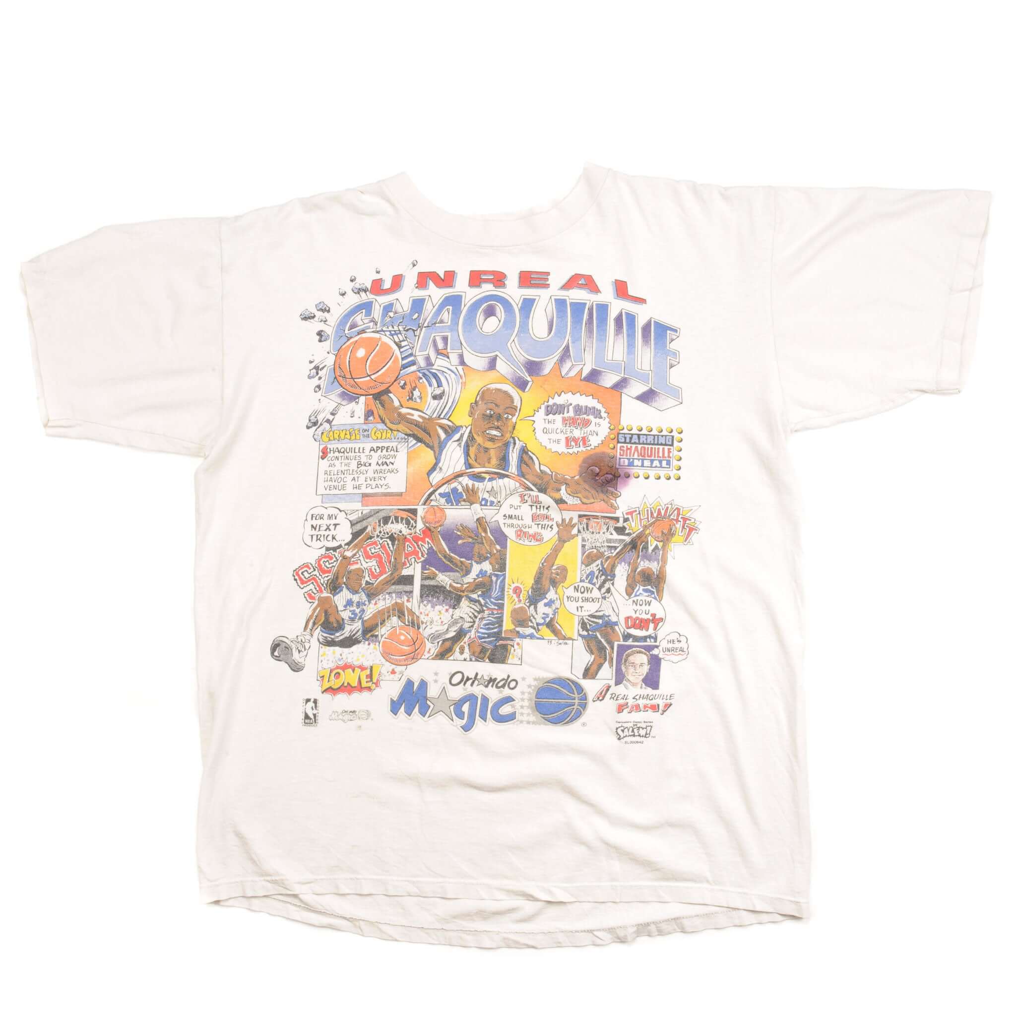 VINTAGE NBA ORLANDO MAGIC SHAQUILLE O'NEAL CARICATURE TEE SHIRT 1993 SIZE XL