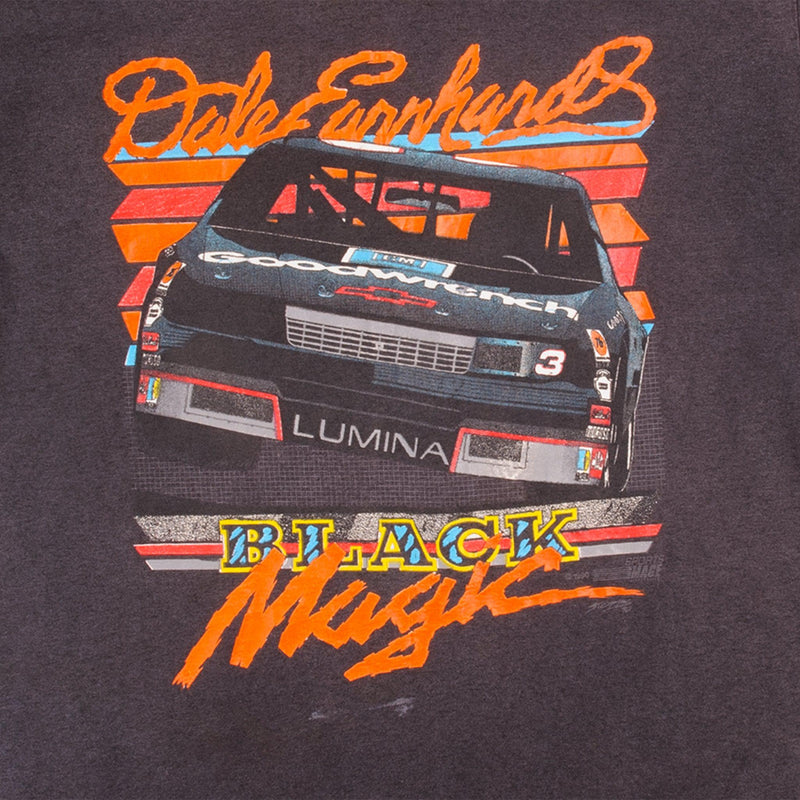 Vintage Nascar Dale Earnhardt "Black Magik" Tee Shirt 1990 Size L With Single Stitch Sleeves. Made in USA