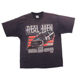 Vintage Nascar "Real Men Wear Black And Silver" Tee Shirt Size Large With Single Stitch Sleeves. Made In USA