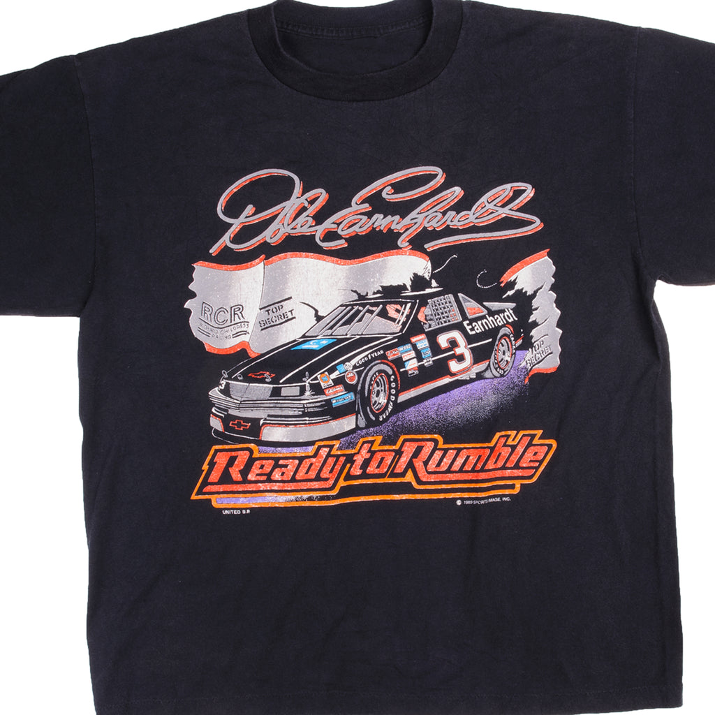 VINTAGE NASCAR DALE EARNHARDT READY TO RUMBLE 1989 TEE SHIRT MEDIUM MADE IN USA