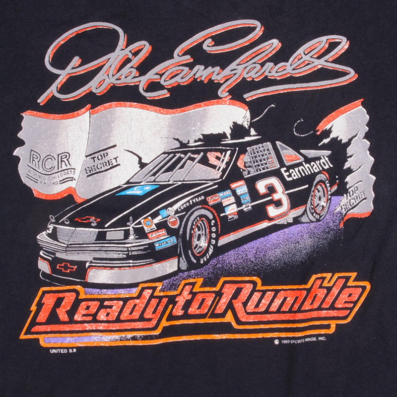 VINTAGE NASCAR DALE EARNHARDT READY TO RUMBLE 1989 TEE SHIRT MEDIUM MADE IN USA