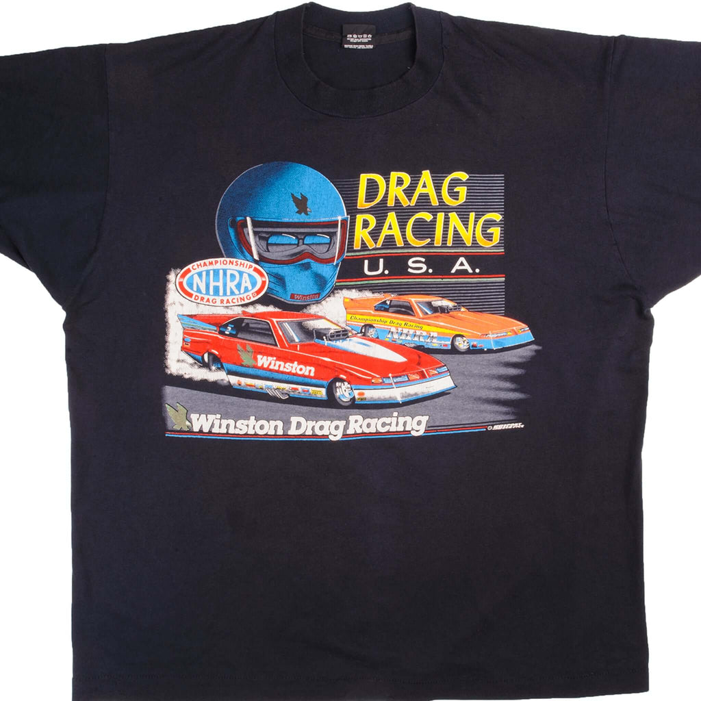 VINTAGE NASCAR DRAG RACING USA WINSTON 90S TEE SHIRT SIZE XL MADE IN USA