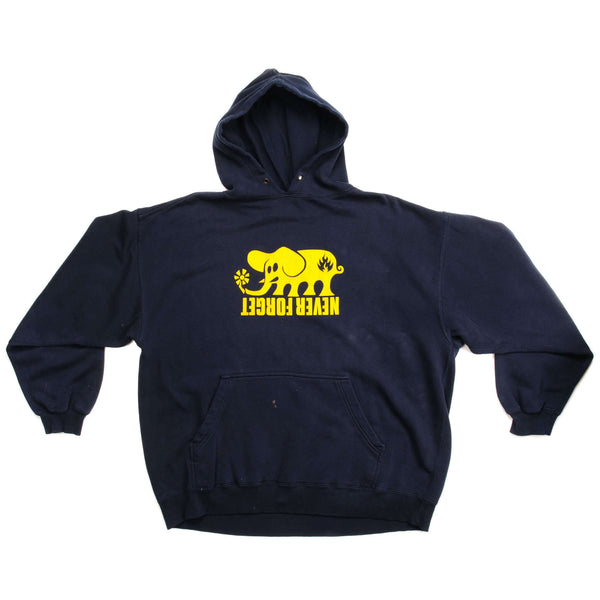 復古黑色標籤連帽衫，尺寸 3XL