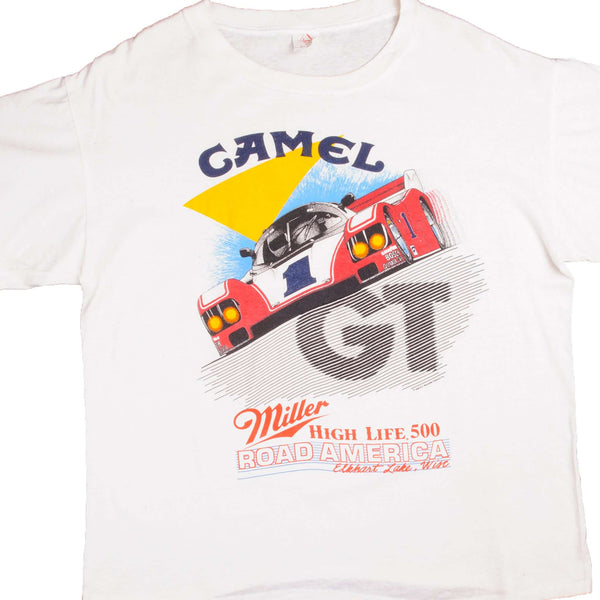 Vintage Nascar Camel High Life 500 Road America 1988 Tee Shirt Size XL With Single Stitch Sleeves. Made In USA