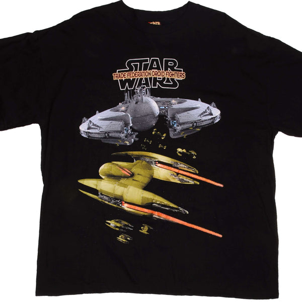 Vintage Trade Federation Droid Fighter Star Wars Episode 1 The Phantom Menace Tee Shirt 1999- Early 2000s Size XLL Made In USA.