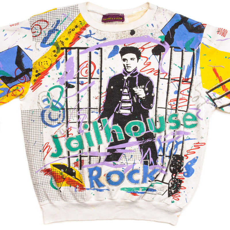 VINTAGE ALL OVER PRINT ELVIS SWEATSHIRT 1989 SIZE LARGE MADE IN USA