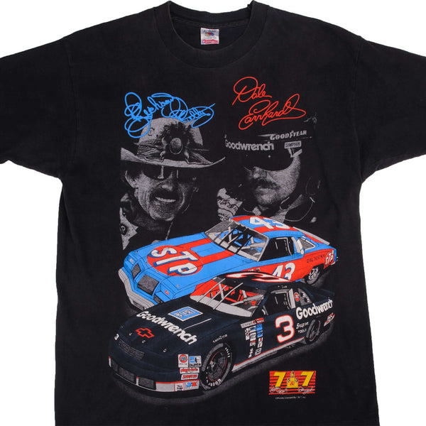 Vintage Nascar Dale Earnhardt And Richard Petty Seven Times Winston Cup Champion Tee Shirt: 1964, 1967, 1971, 1972, 1974, 1975, 1979, 1980, 1986, 1987, 1990, 1991, 1993, 1994. Size L With Single Stitch Sleeves. Made In US