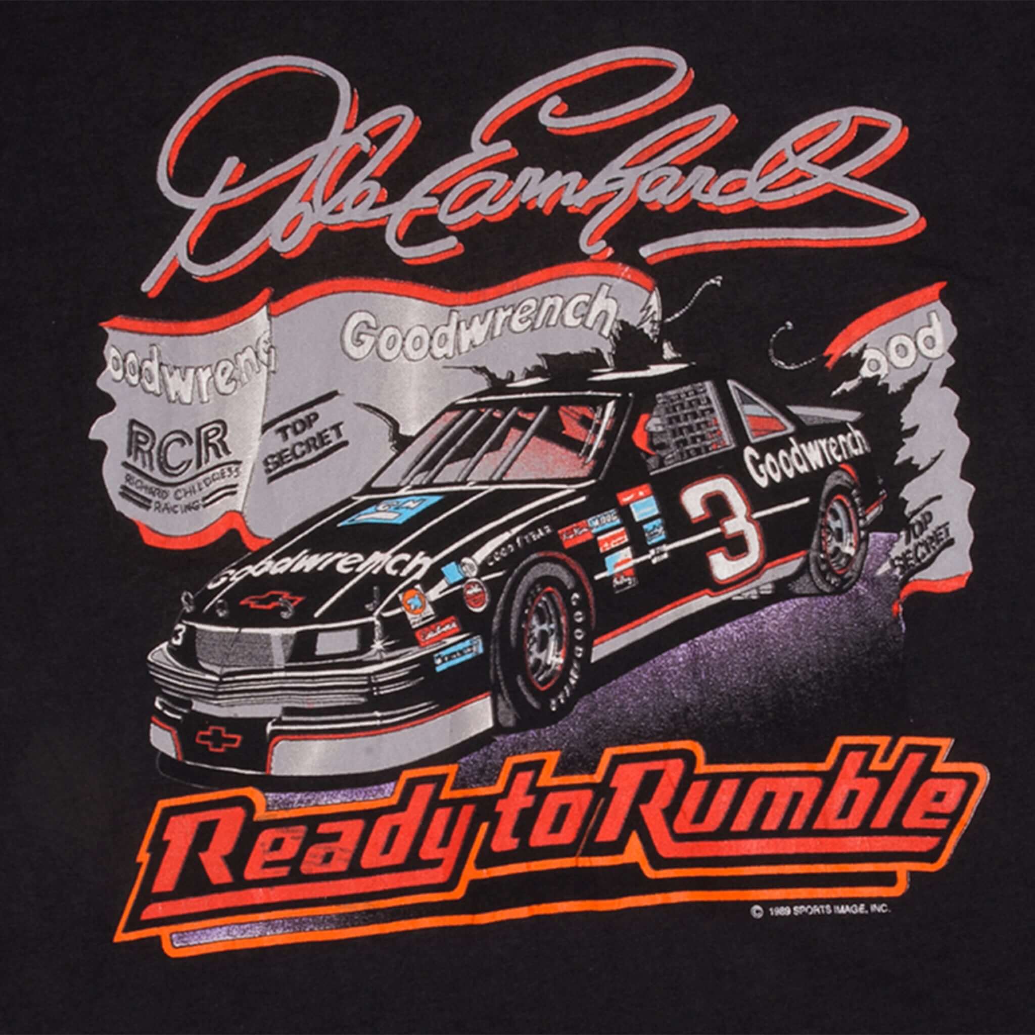 Vintage Nascar Dale Earnhardt Ready To Rumble Tee Shirt 1989 Size L With Single Stitch Sleeves.