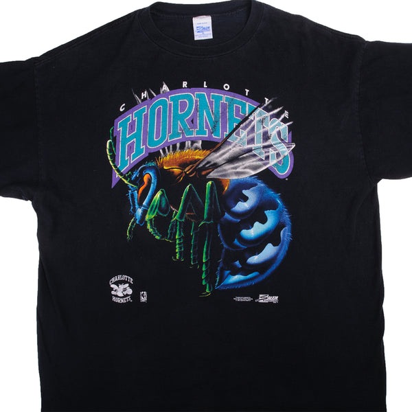 Vintage NBA Charlotte Hornets Tee Shirt 1992 Size XXL With Single Stitch Sleeves. Made In USA