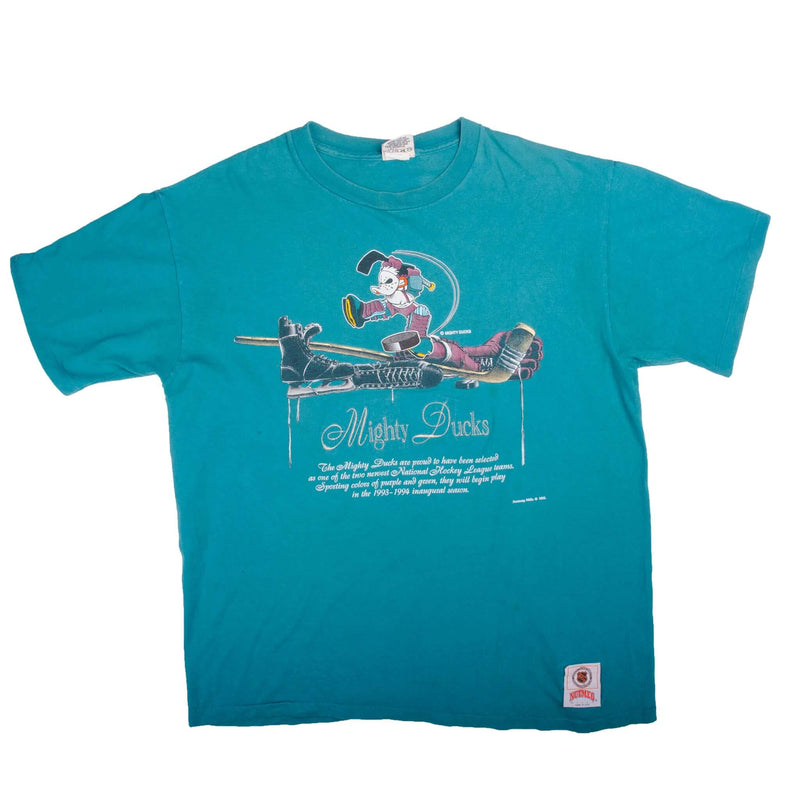 VINTAGE NHL ANAHEIM EMBROIDERED MIGHTY DUCKS TEE SHIRT 1993 SIZE XL MADE IN USA