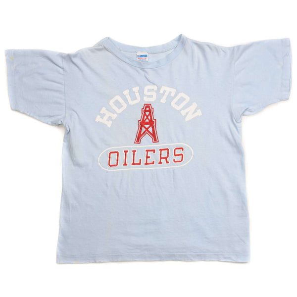VINTAGE CHAMPION NFL HOUSTON OILERS TEE SHIRT 1969-EARLY 1980S SIZE MEDIUM MADE IN USA