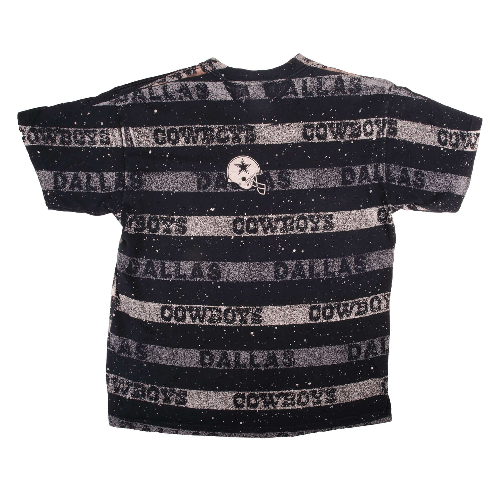 Vintage All Over Print NFL Dallas Cowboys Salem Sportswear Tee Shirt 1997 Size XLarge Made In USA with single stitch sleeves.