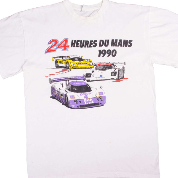 Vintage Racing 24 Hours of Mans With Porsche, Toyota, Jaguar From 1990 T-Shirt Size M With Single Stitch Sleeves. Made In Italy