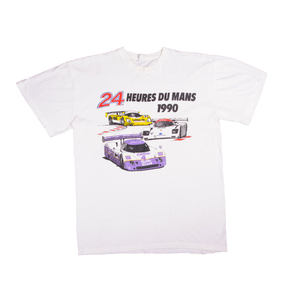 Vintage Racing 24 Hours of Mans With Porsche, Toyota, Jaguar From 1990 T-Shirt Size M With Single Stitch Sleeves. Made In Italy