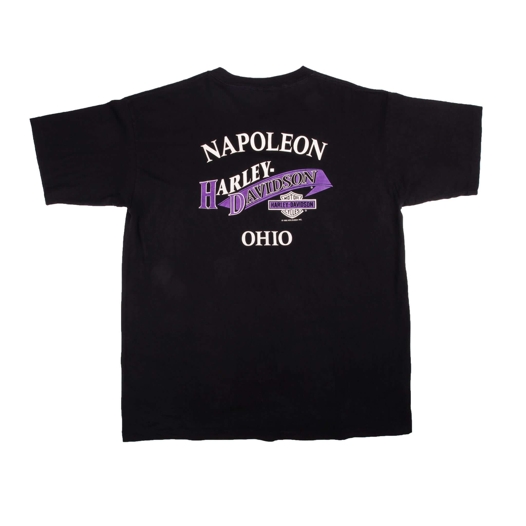 Vintage Harley Davidson Street Heat Napoleon Ohio Tee Shirt 1992 Size L With Single Stitch Made In USA