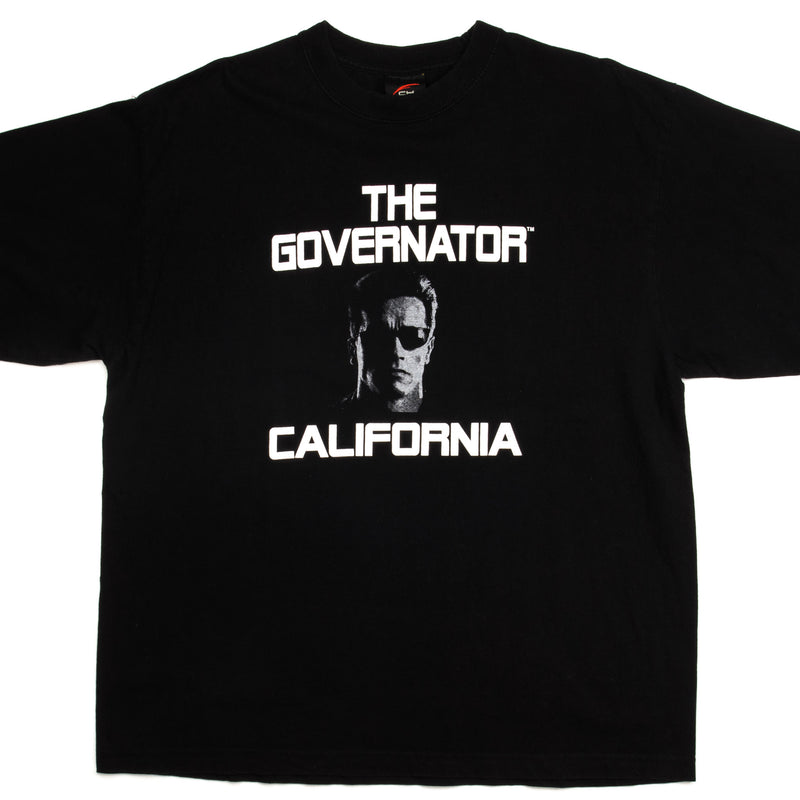 Vintage Arnold Schwarzenegger The Governator California Tee Shirt Size Large BLACK 
