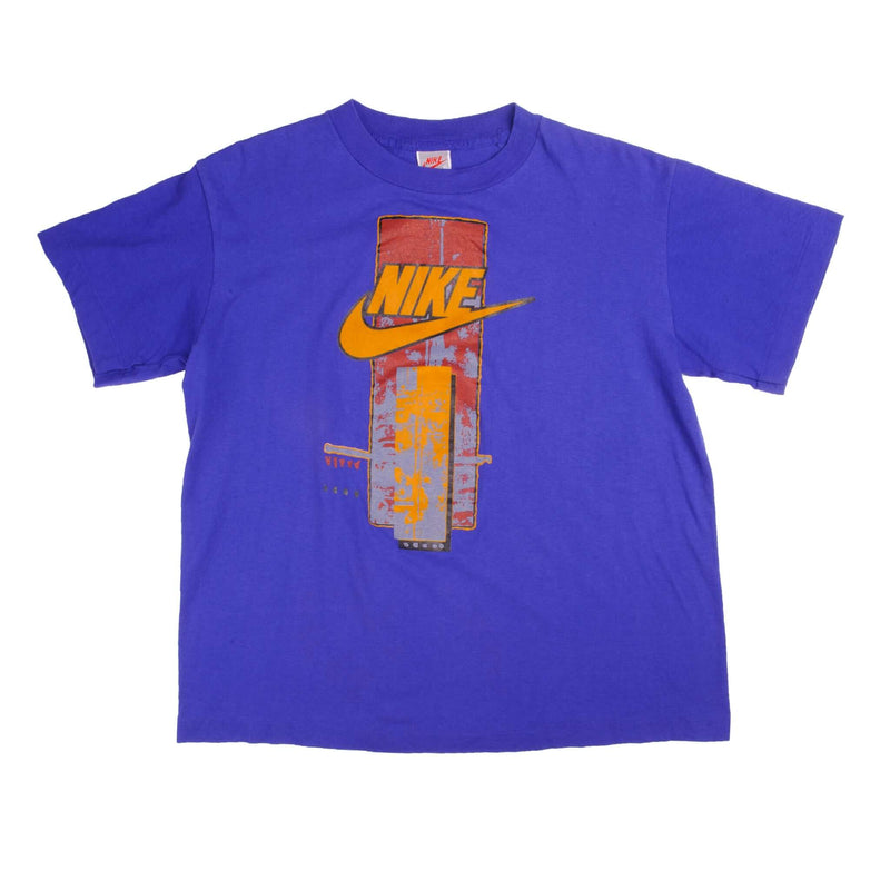 Vintage Purple Nike Tee Shirt 1987-1994 Size L Made In USA With Single Stitch Sleeves.