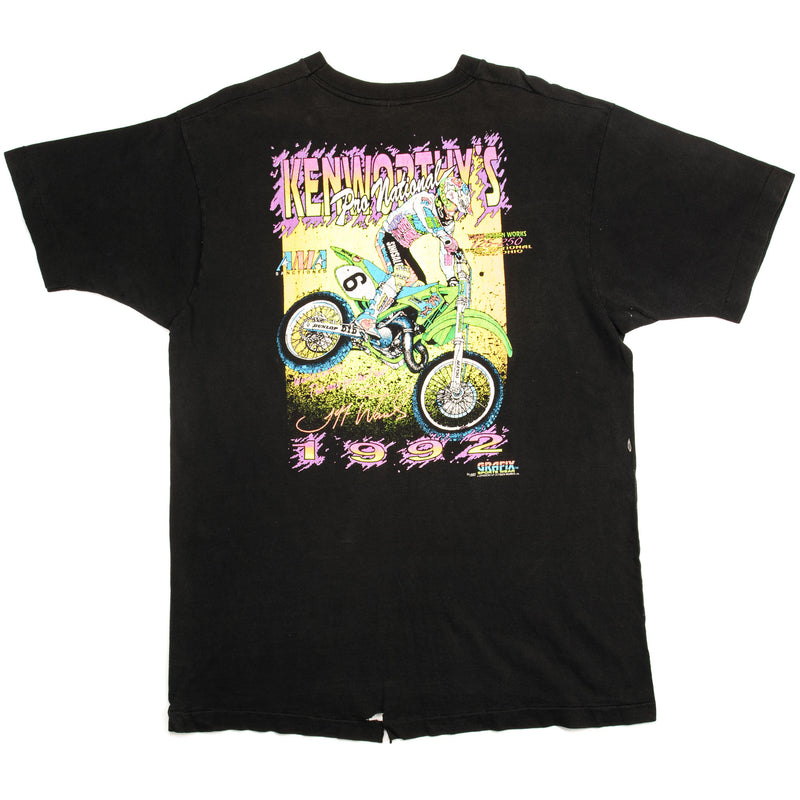 Vintage Grafix Sportswear Kenworthy's Pro National Tee Shirt 1992 Size Large Made In USA. BLACK