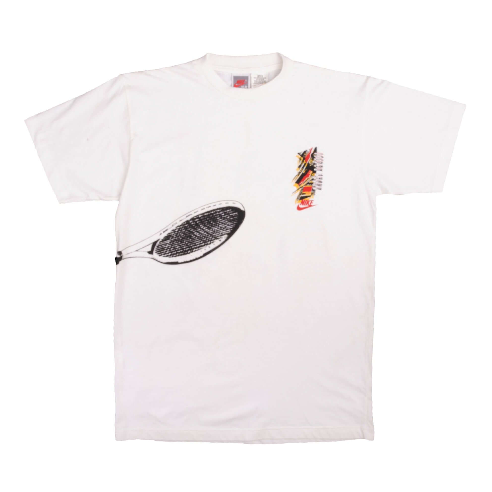 Vintage White Nike Tennis Player Andres Agassi Tee Shirt 1987-1994 Size M 