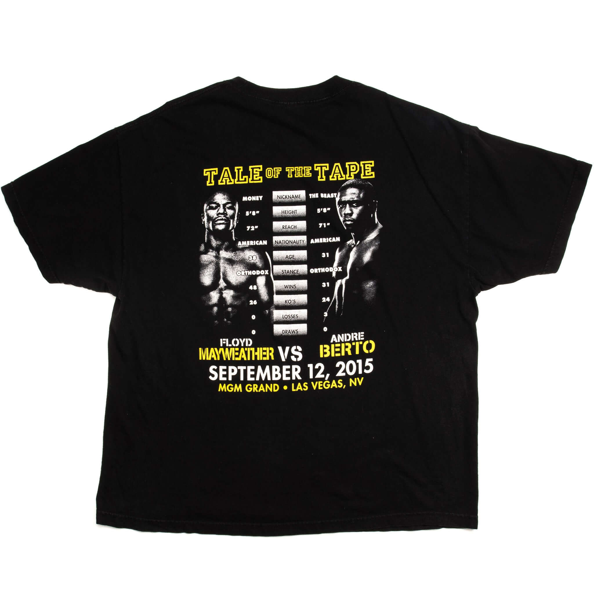 Vintage Mayweather Vs Berto At MGM Grand Tee Shirt 2XL. BLACK