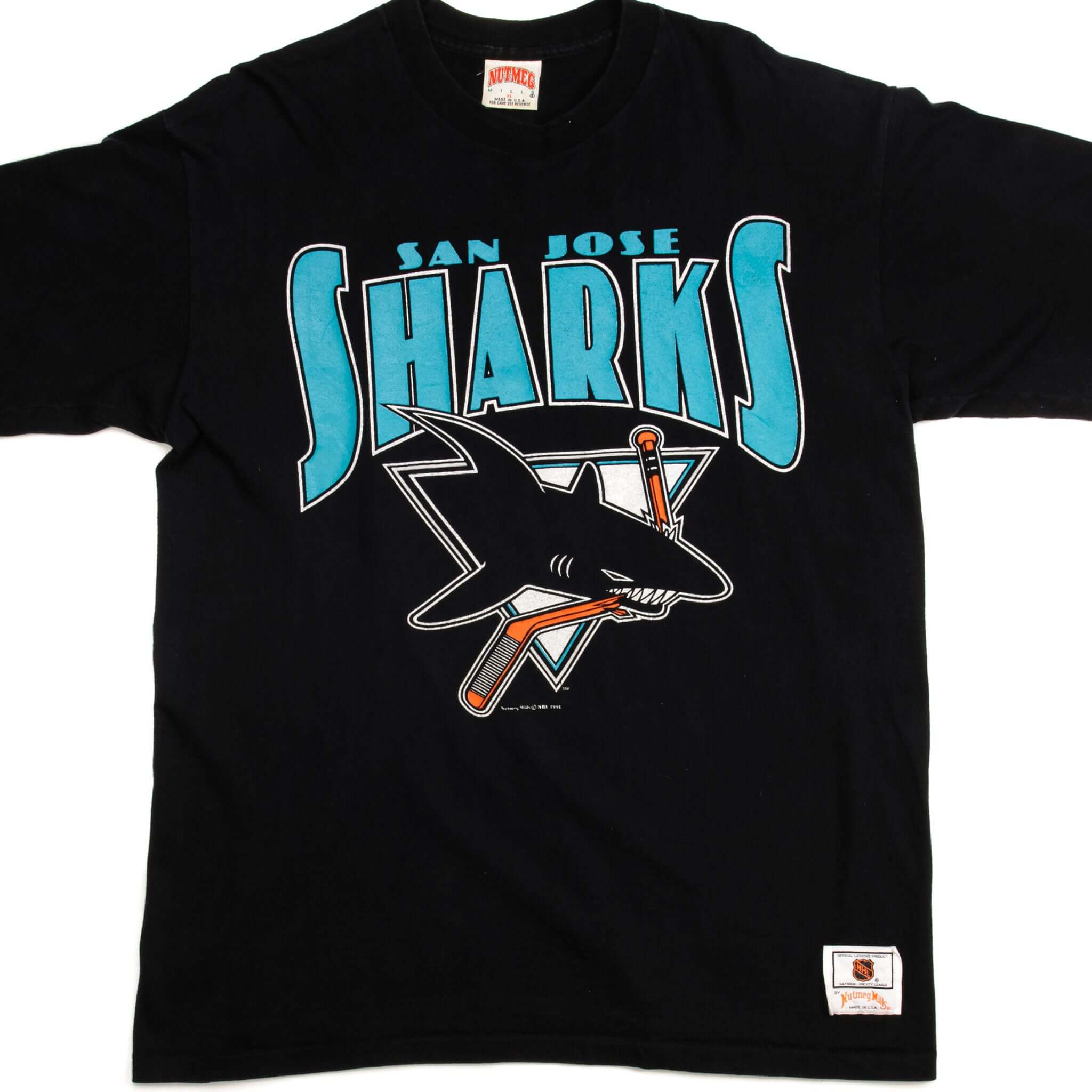VINTAGE NHL SAN JOSE SHARKS TEE SHIRT 1991 SIZE XL MADE IN USA