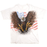 Vintage Bald Eagle And American Flag Tee Shirt Size XL White
