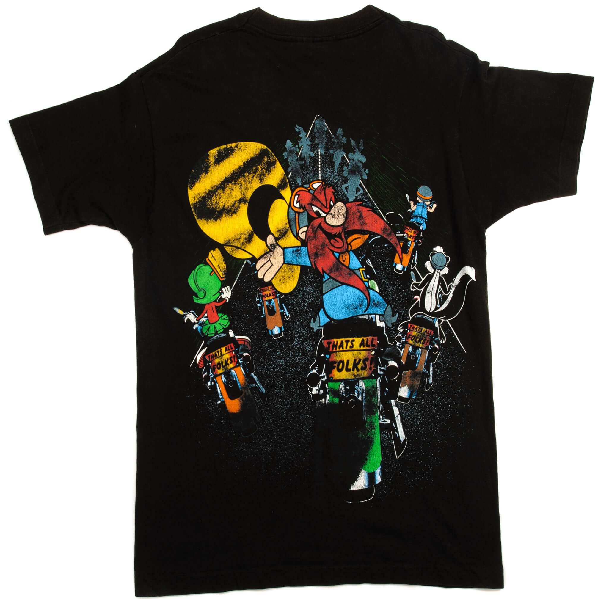 Vintage Looney Tunes On Bikes Tee Shirt 1993 Size Large Made In USA. BLACK