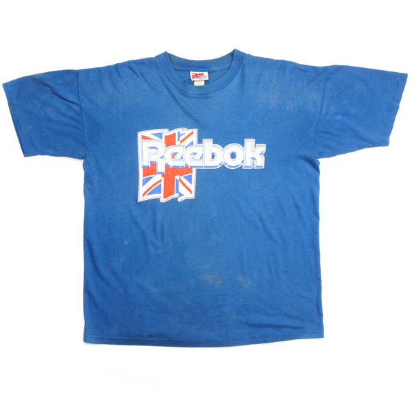 Vintage Reebok Tee Shirt Size Large Made In USA. BLUE
