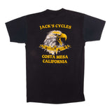 Vintage Black 3D Emblem Harley Davidson Jack's Cycles Costa Mesa, California 1990  Tee Shirt 1984 Size L With Single Stitch Made In USA