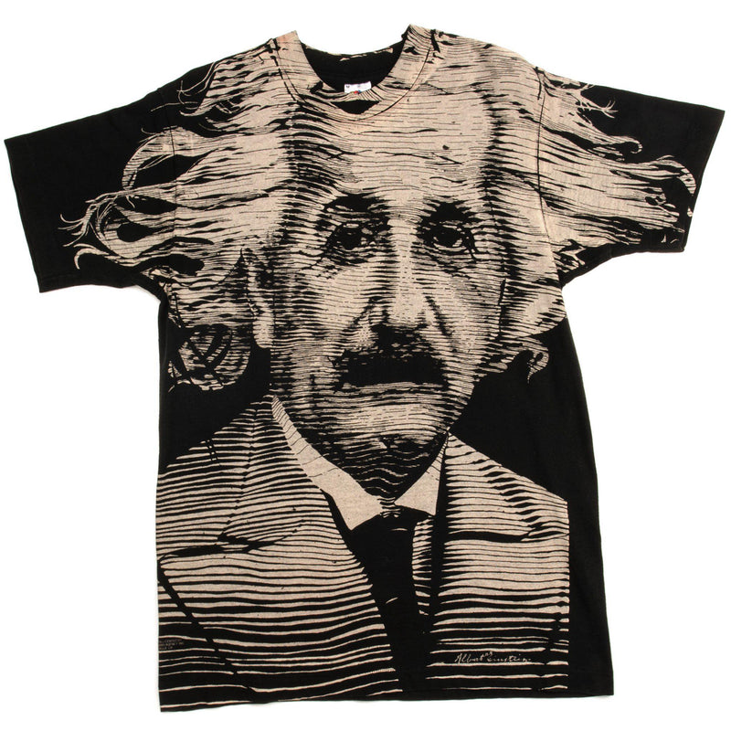 Vintage Albert Einstein Tee Shirt Size Medium Made In USA. BLACK