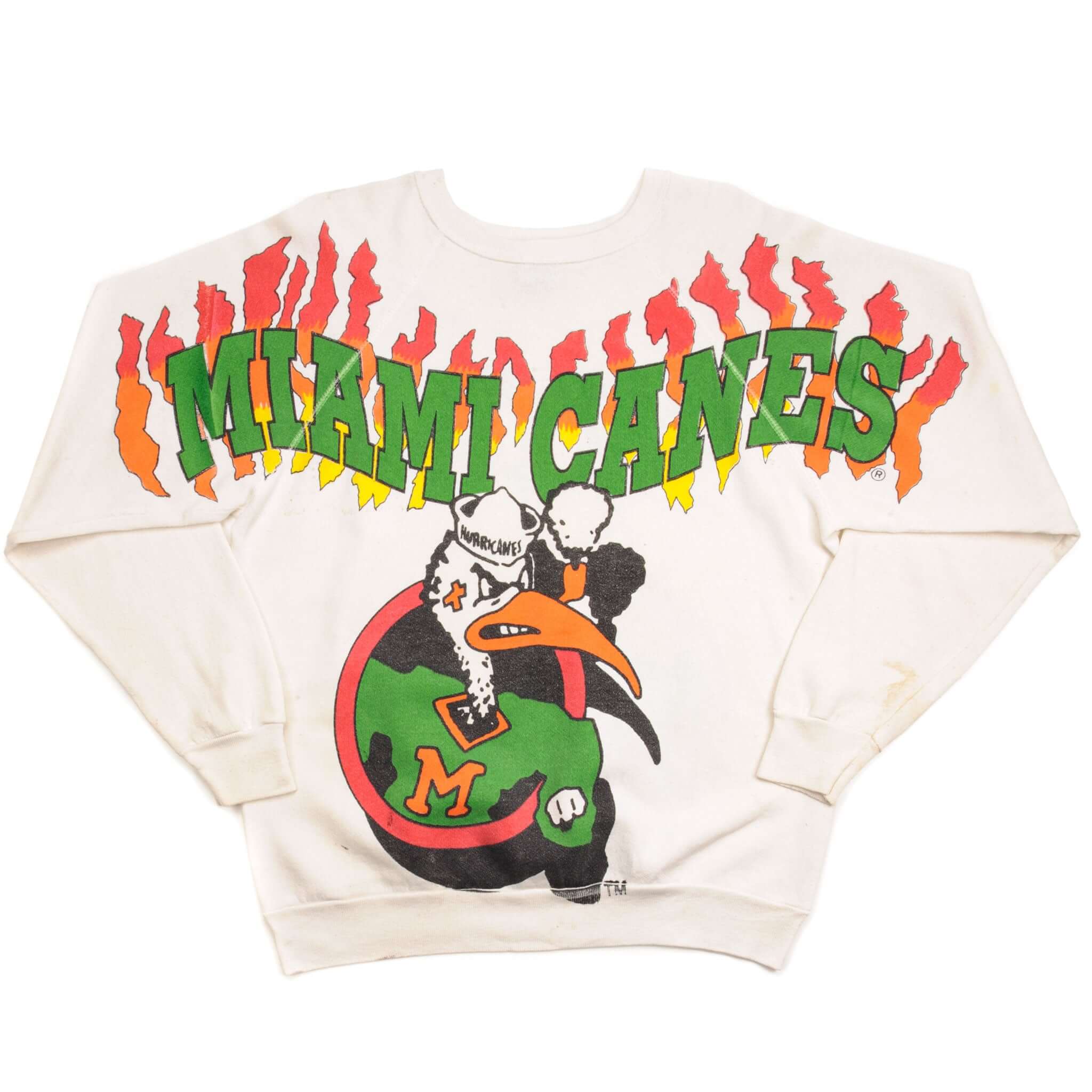 Vintage University Of Miami Hurricanes Football Sweatshirt Size Large Made In Usa.