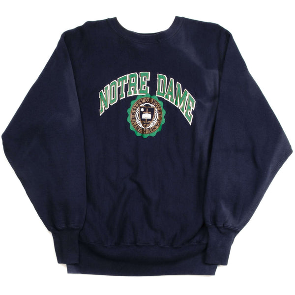 SUDADERA VINTAGE CHAMPION DE TEJIDO INVERSO NOTRE DAME DE LOS AÑOS 90, GRANDE, FABRICADA EN EE. UU.