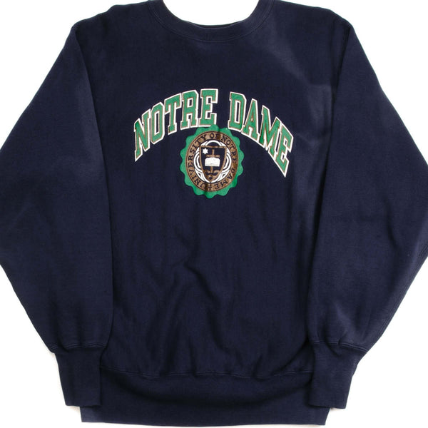 SUDADERA VINTAGE CHAMPION DE TEJIDO INVERSO NOTRE DAME DE LOS AÑOS 90, GRANDE, FABRICADA EN EE. UU.