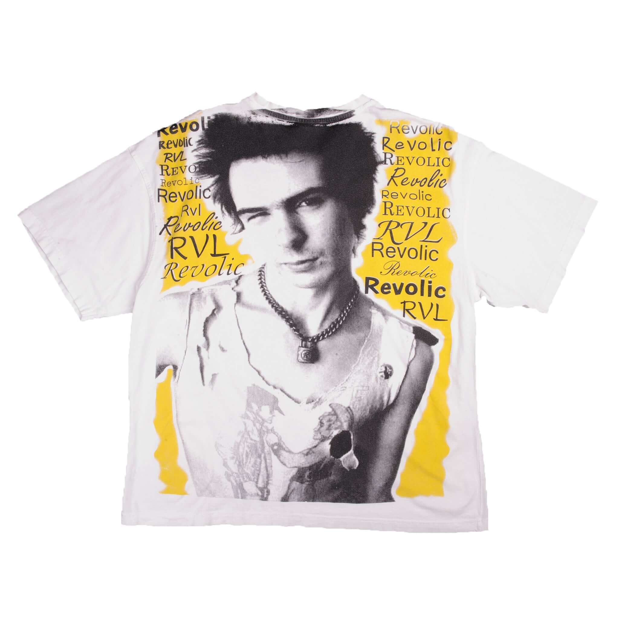 Vintage All Over Print Sex Pistols RVL Revolic T-Shirt 1990S Size XLarge 