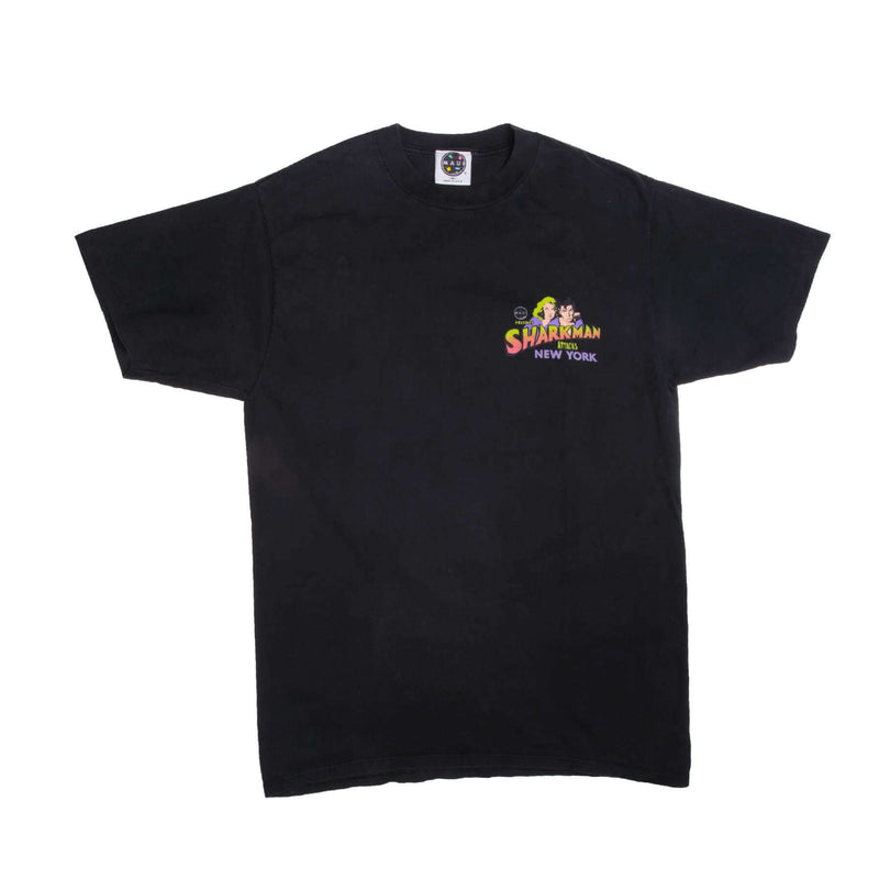 Vintage Maui and Sons World Sharkman Attacks New York Tee Shirt 1990 Size Medium Made In USA with single stitch sleeves.